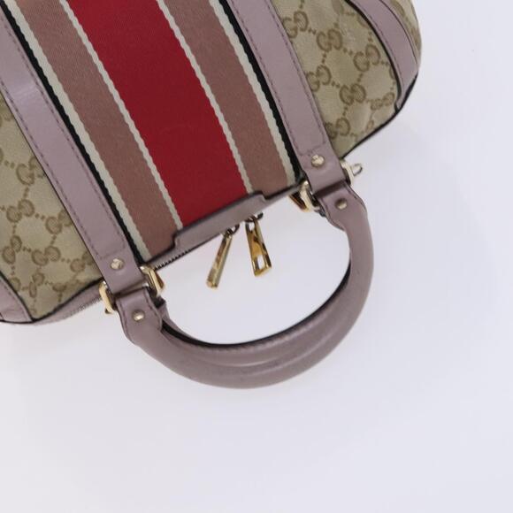 GUCCI GG Canvas Sherry Line Boston Bag Beige Pink Red - Picture 7 of 16